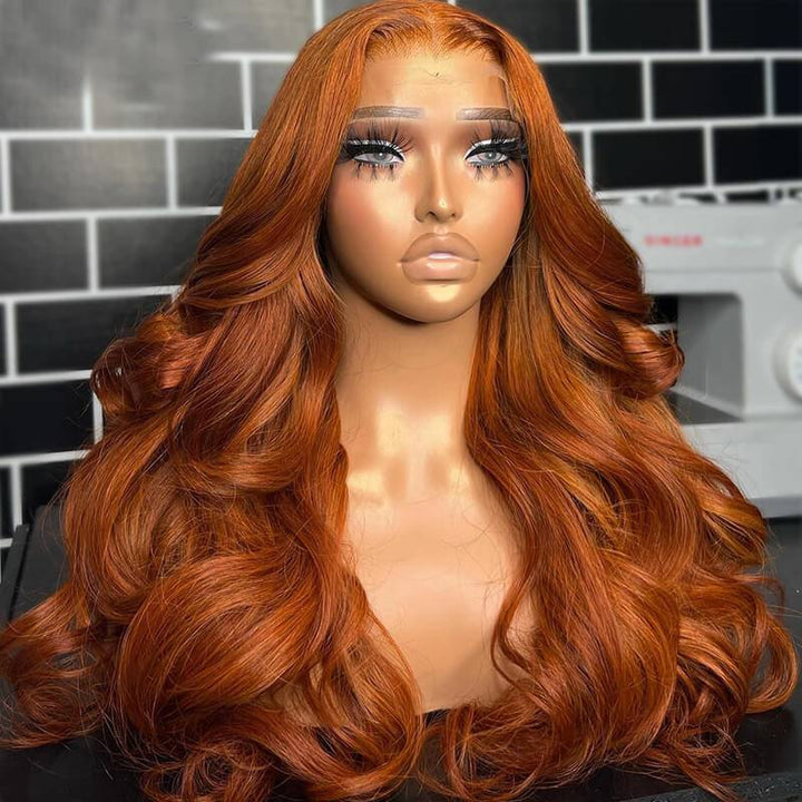 eullair Ombre Ginger Brown Body Wave Wig Loose Deep Wave Curly Lace Frontal Human Hair Wigs Transparent Lace Pre Plucked