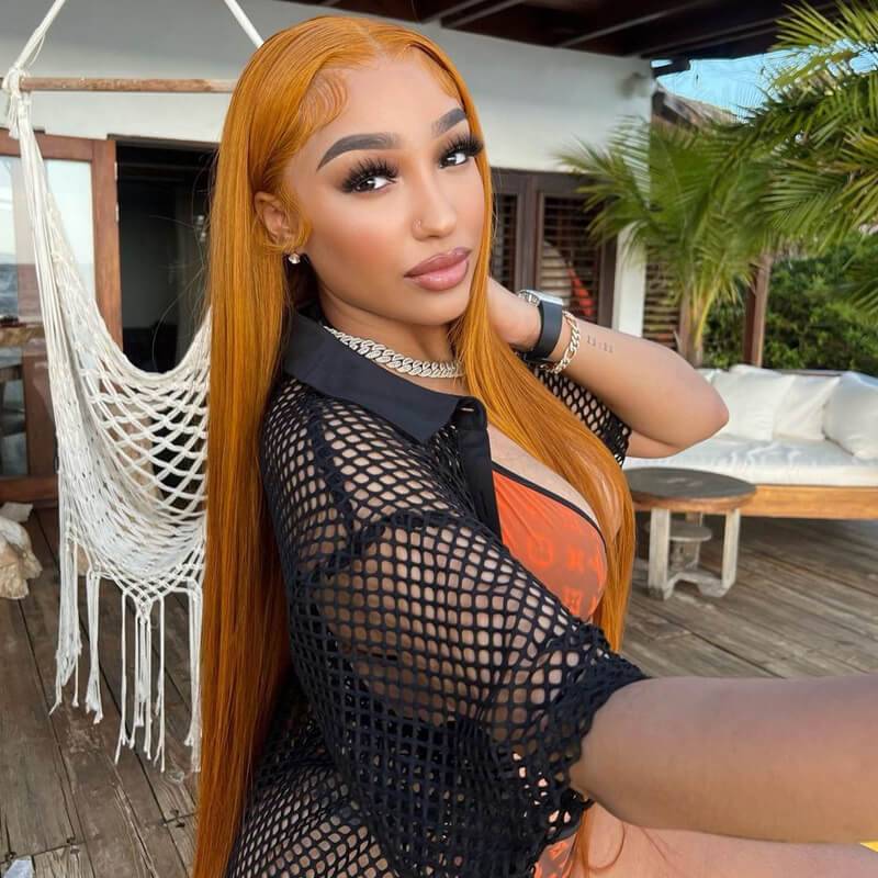 eullair Golden Yellow Straight Wig Colored Transparent Lace Frontal Human Hair Wigs For Black Women