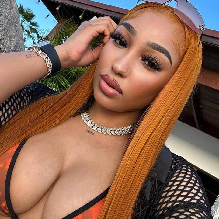 eullair Golden Yellow Straight Wig Colored Transparent Lace Frontal Human Hair Wigs For Black Women