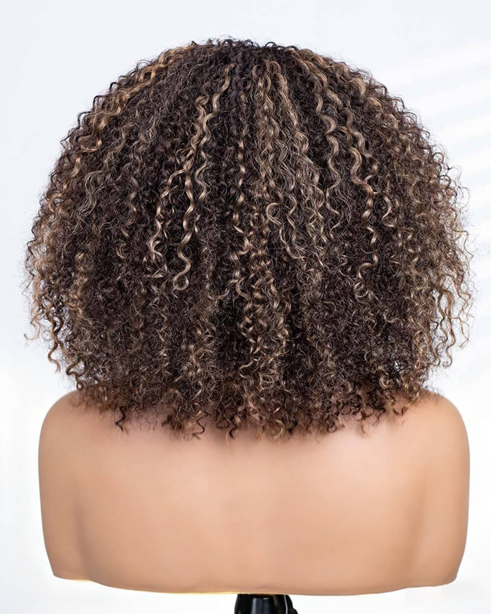 eullair Highlight Curly Drawstring Half Wig 3 in 1 Human Hair Adjustable Natural Blend