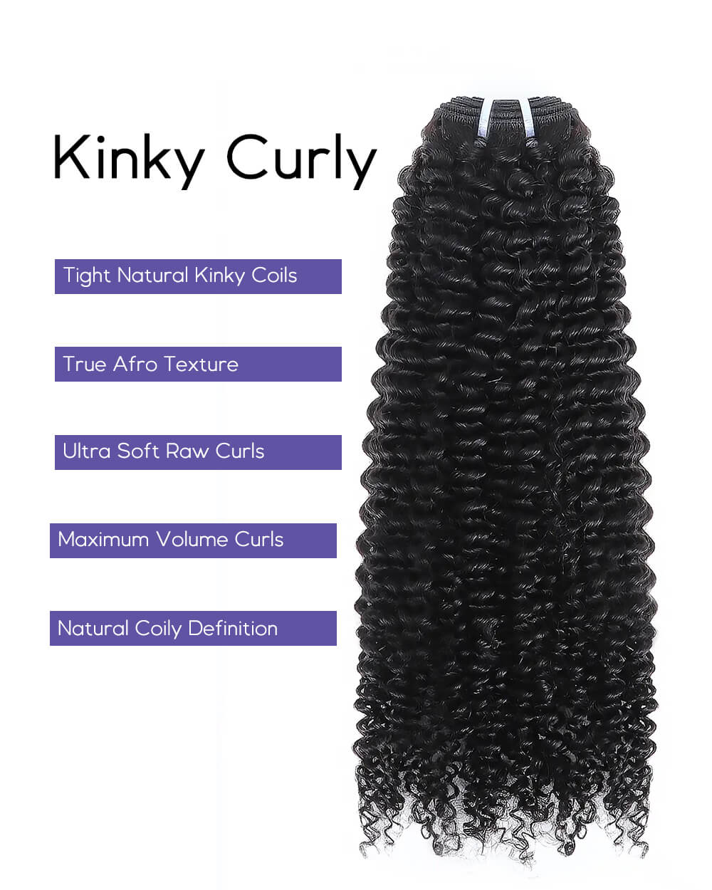 eullair Raw Hair Kinky Curly 3 Bundles with 2x6 Closure - High Elasticity Natural Black Hair Deep Parting