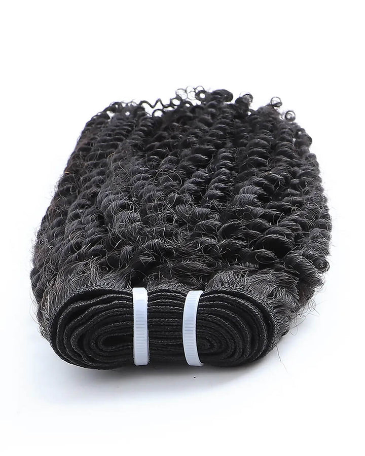 eullair Raw Hair Kinky Curly 3 Bundles with 2x6 Closure - High Elasticity Natural Black Hair Deep Parting