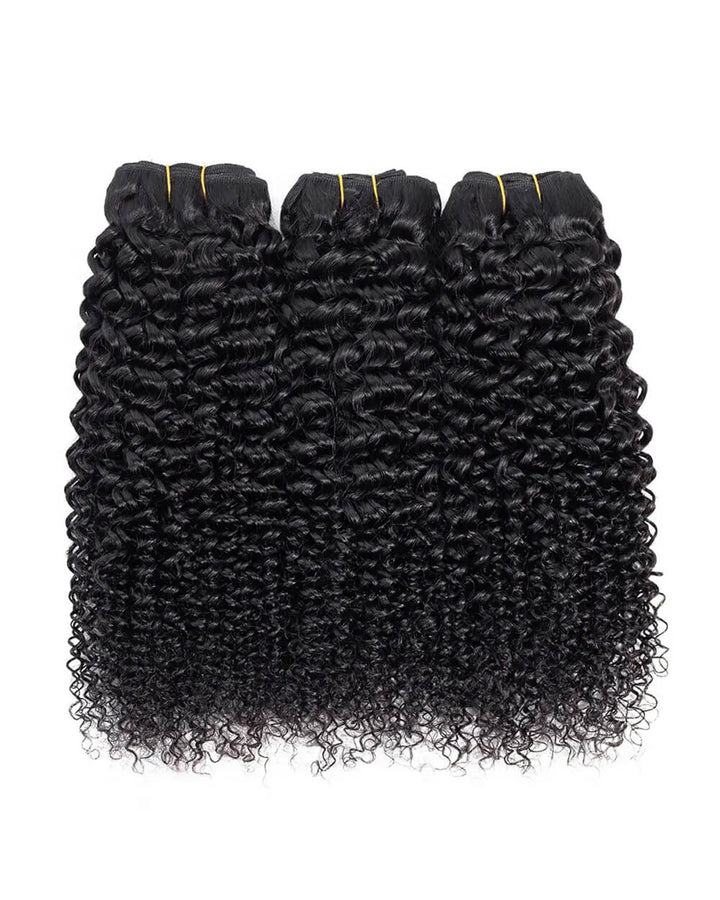 eullair Raw Hair Kinky Curly 3 Bundles with 2x6 Closure - High Elasticity Natural Black Hair Deep Parting