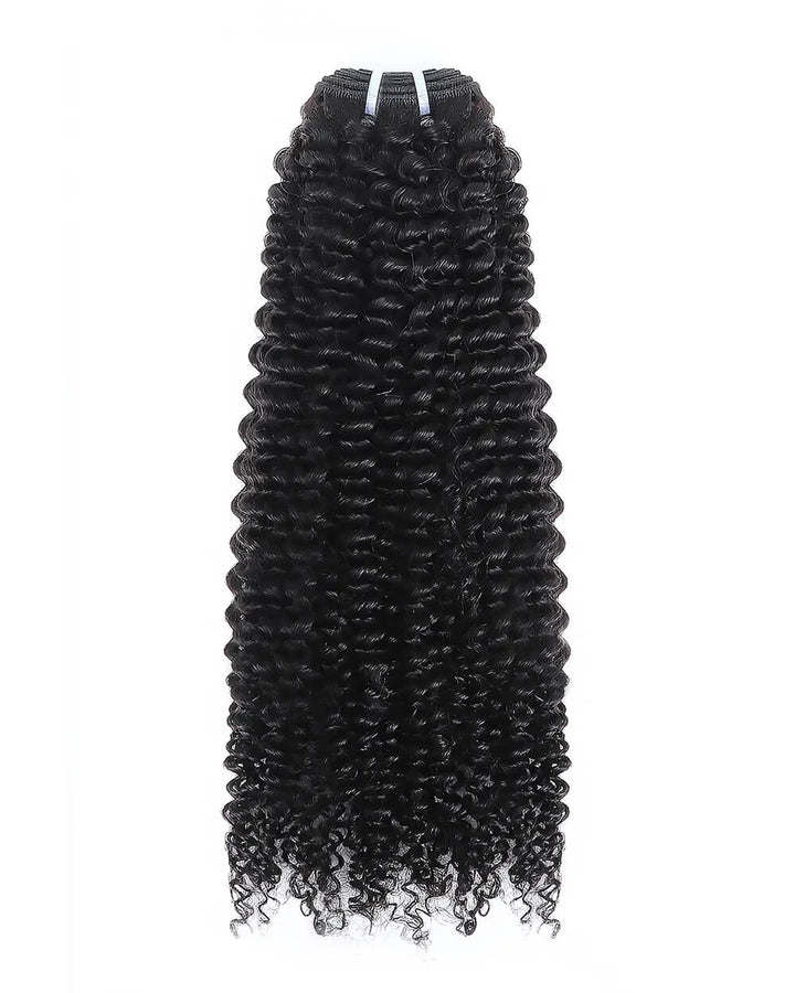 eullair Raw Hair Kinky Curly 3 Bundles with 2x6 Closure - High Elasticity Natural Black Hair Deep Parting