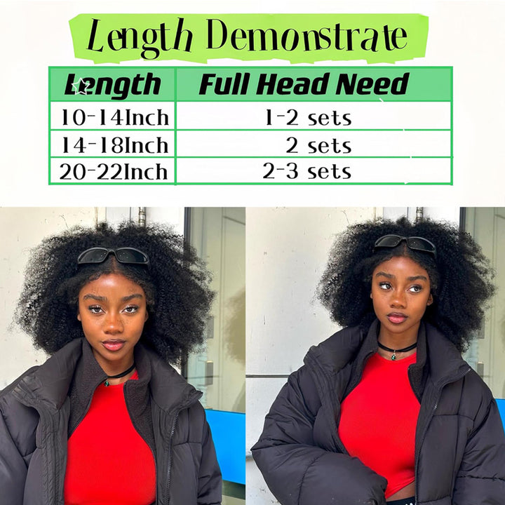 eullair Kinky Curly Clip in Hair Extensions 100% Real Remy Human Hair Extension for Black Women Natural Color 8PCS per Set With 20 Clips Double Weft 120gram