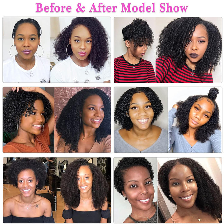 eullair Kinky Curly Clip in Hair Extensions 100% Real Remy Human Hair Extension for Black Women Natural Color 8PCS per Set With 20 Clips Double Weft 120gram