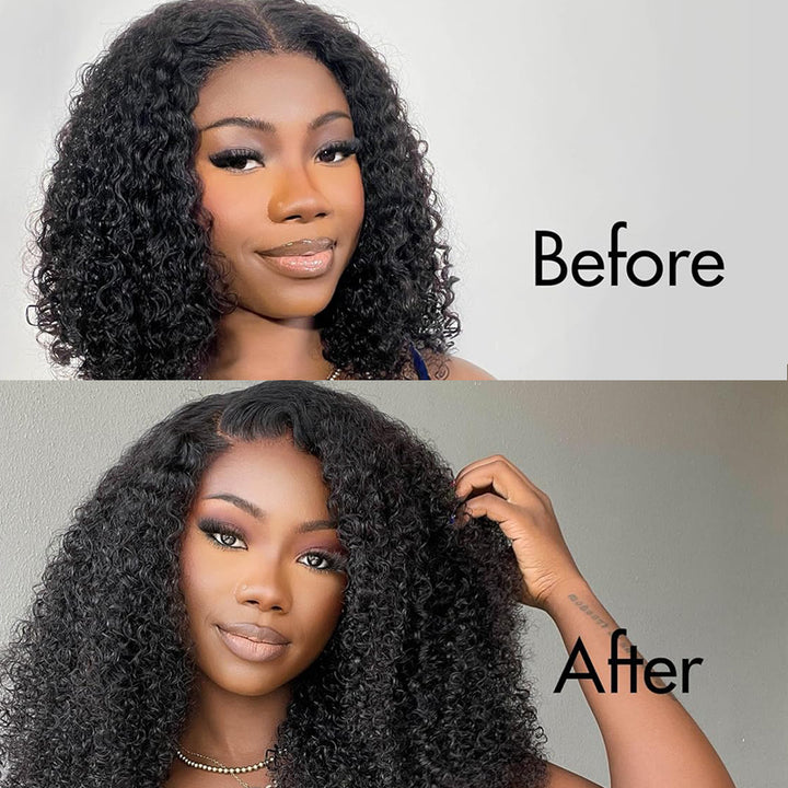 eullair Kinky Curly Clip in Hair Extensions 100% Real Remy Human Hair Extension for Black Women Natural Color 8PCS per Set With 20 Clips Double Weft 120gram