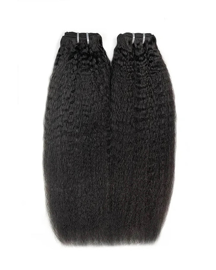 eullair Kinky Straight Bundles with 2x6 Closure - 6 Inch Deep Side Parting Kim K Style Natural Hairline