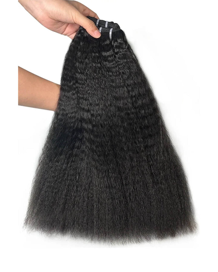 eullair Kinky Straight Bundles with 2x6 Closure - 6 Inch Deep Side Parting Kim K Style Natural Hairline