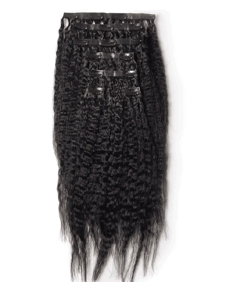 eullair Kinky Straight PU Clip In Hair Extensions 250g 14PCS | Seamless Invisible Skin Weft