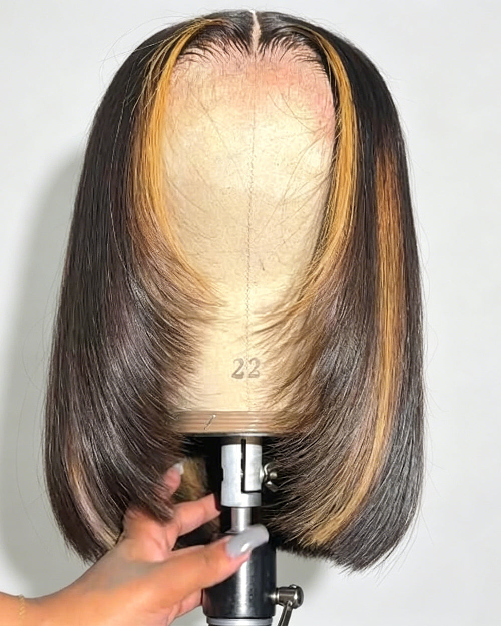 eullair Layered Cut Short Glueless Hunan Hair BOB Brown Highlight Pre Cut 4x4 5x5 Straight Skunk Stripe Wig
