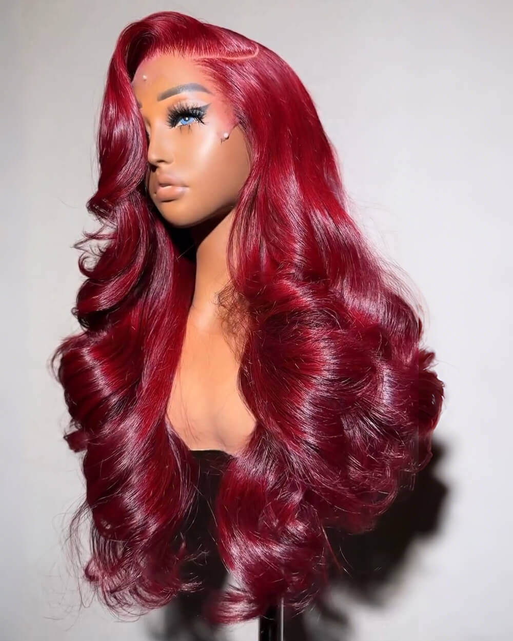 eullair Long Wavy Burgundy Red 13x4 Lace Frontal Wig | Custom Color