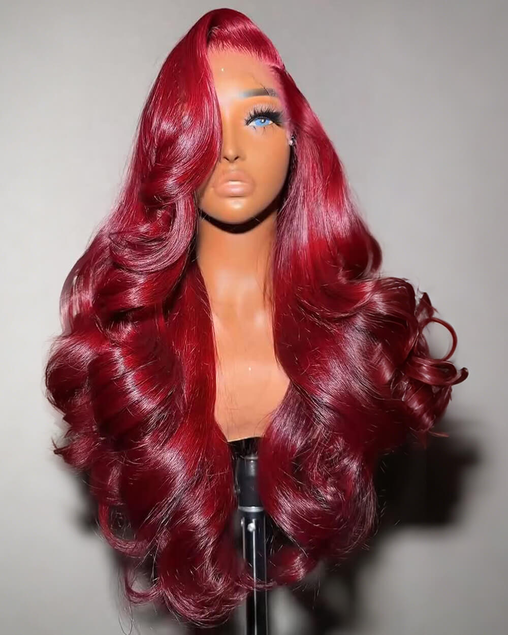 eullair Long Wavy Burgundy Red 13x4 Lace Frontal Wig | Custom Color