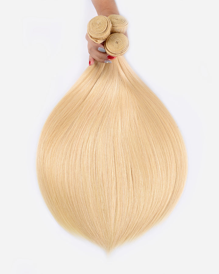 eullair Platinum 613 Straight Bundles With Closure 3 Bundles With 4x4 Lace Closure Brazilian Virgin Human Hair Weave