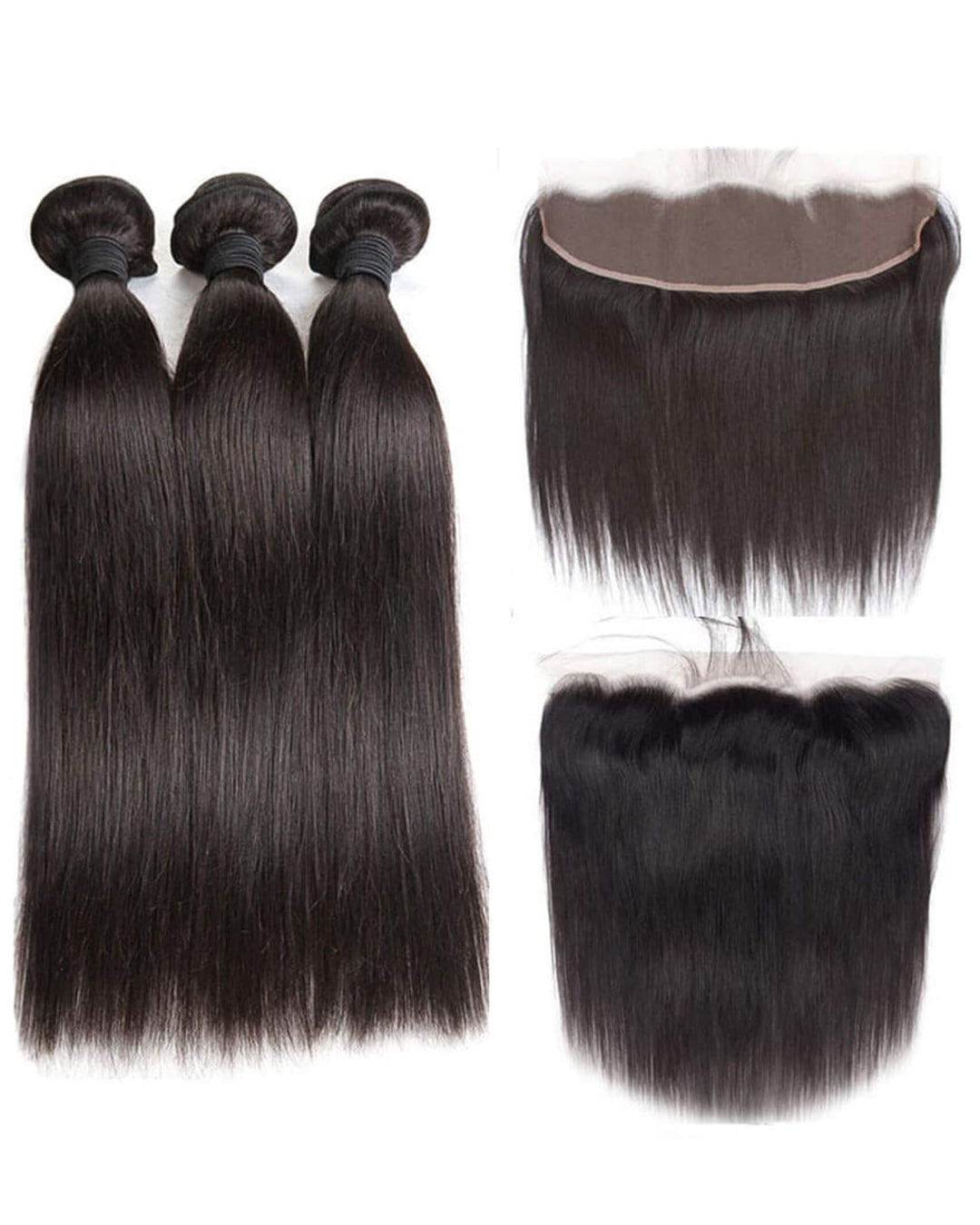 Eullair Straight Bundles with Closure & Frontal – 3 Bundles Human Hair Deals with 4x4/ 5x5/ 13x4/ 13x6 Frontal