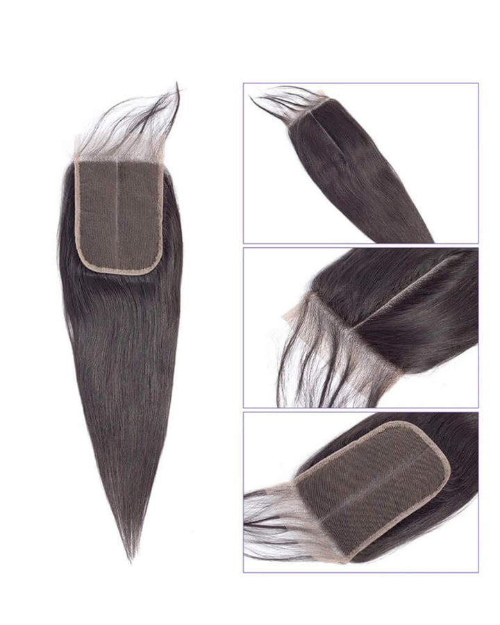 Eullair Straight Bundles with Closure & Frontal – 3 Bundles Human Hair Deals with 4x4/ 5x5/ 13x4/ 13x6 Frontal