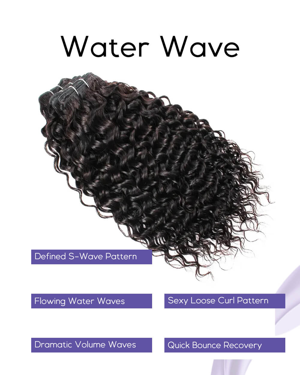 eullair Water Wave Bundles with 2x6 Closure - Pre-plucked Natural Hairline Invisible Swiss Lace Human Hair