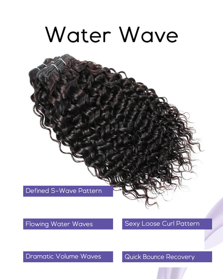 eullair Water Wave Bundles with 2x6 Closure - Pre-plucked Natural Hairline Invisible Swiss Lace Human Hair