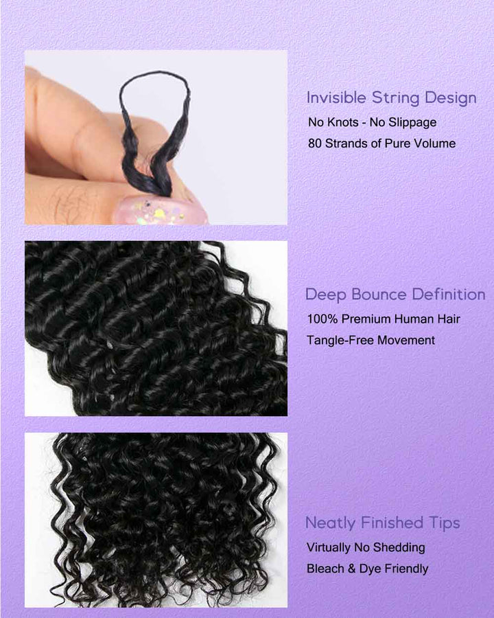 eullair Water Wave Human Hair Crochet Extensions - Pre-Looped For Boho Style