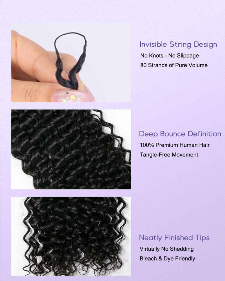 eullair Water Wave Human Hair Crochet Extensions - Pre-Looped For Boho Style