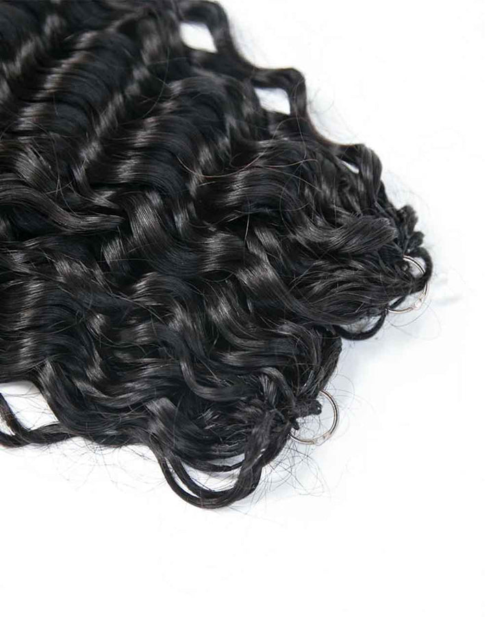 eullair Water Wave Human Hair Crochet Extensions - Pre-Looped For Boho Style