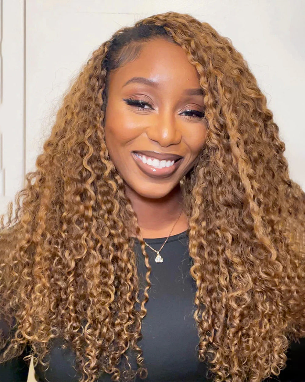 eullair 100% Human Hair Burmese Curly #4/27 Highlight Brown Crochet Hair For for Boho Braids Pre-Separated Time-Saving Design