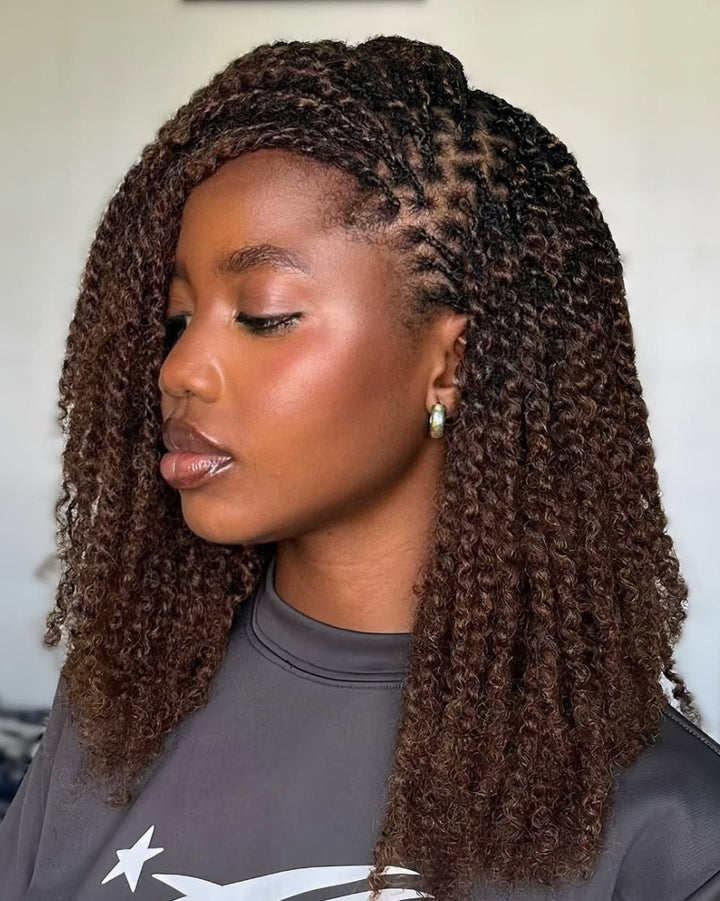 eullair Upgraded 100% Human Hair Dark Brown Afro kinky Bulk Hair Extensions For Braiding Dreadlock Human Hair - Natural Black Afro Kinky Texture