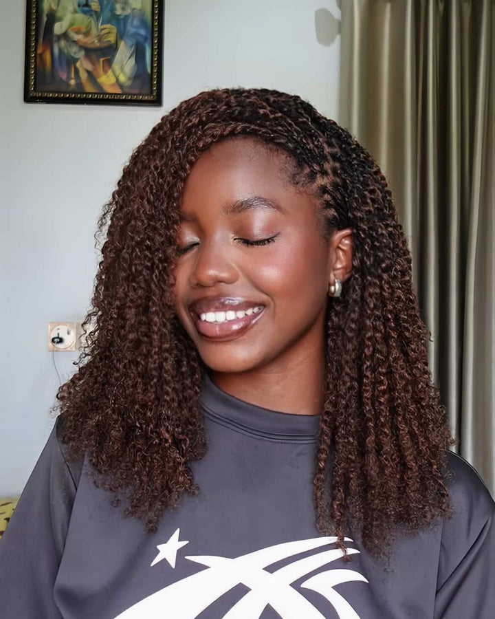 eullair Upgraded 100% Human Hair Dark Brown Afro kinky Bulk Hair Extensions For Braiding Dreadlock Human Hair - Natural Black Afro Kinky Texture