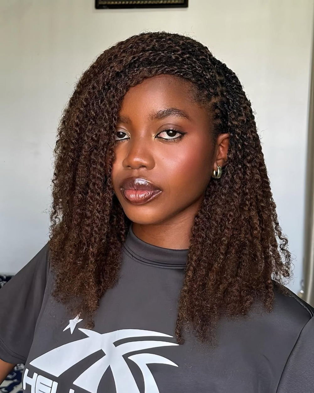 eullair Upgraded 100% Human Hair Dark Brown Afro kinky Bulk Hair Extensions For Braiding Dreadlock Human Hair - Natural Black Afro Kinky Texture