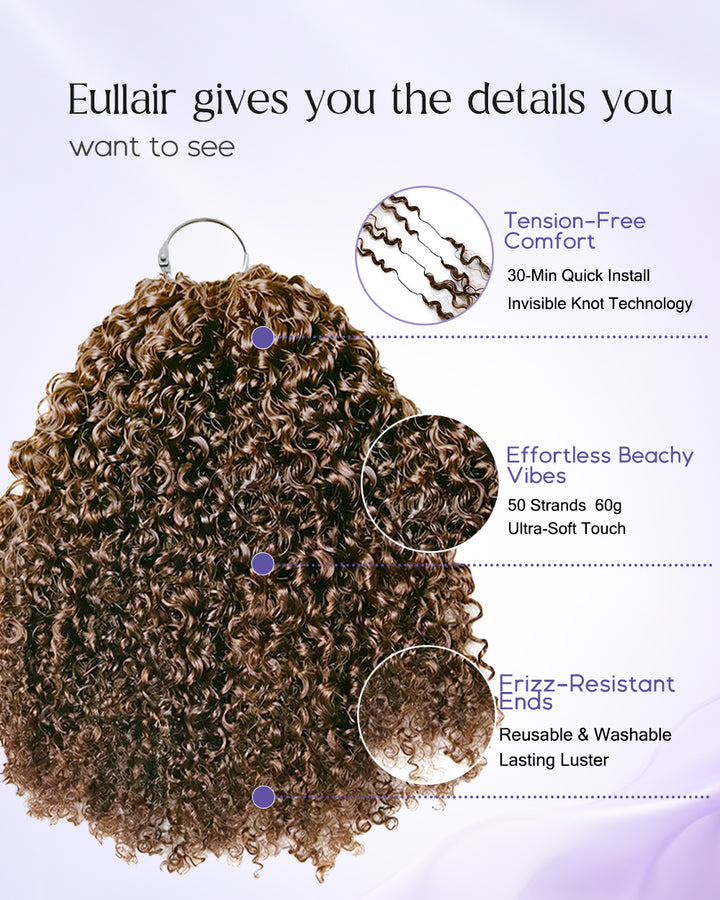 eullair #4 Chocolate Brown Curly Crochet Hair Soft Lightweight Defined Curl Pattern Natural Style