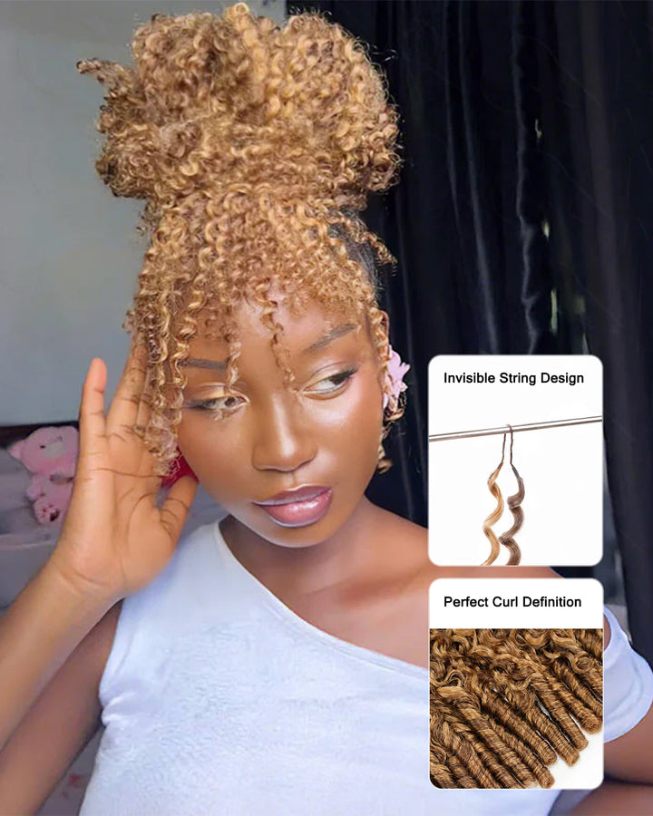eullair #4/27 Highlight Brown 3C-A4 Kinky Curly Crochet Hair For Miracle Knots Soft Lightweight Defined Curl Pattern Natural Style