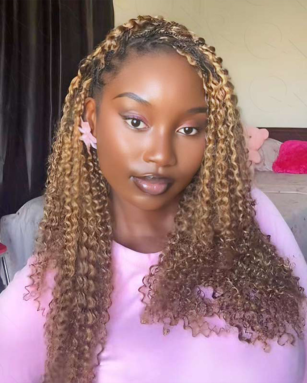 eullair #4/27 Highlight Brown 3C-A4 Kinky Curly Crochet Hair For Miracle Knots Soft Lightweight Defined Curl Pattern Natural Style