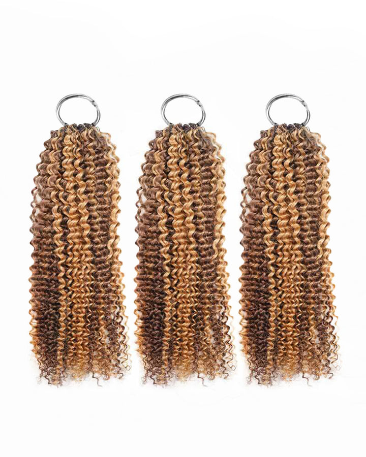 eullair #4/27 Highlight Brown 3C-A4 Kinky Curly Crochet Hair For Miracle Knots Soft Lightweight Defined Curl Pattern Natural Style