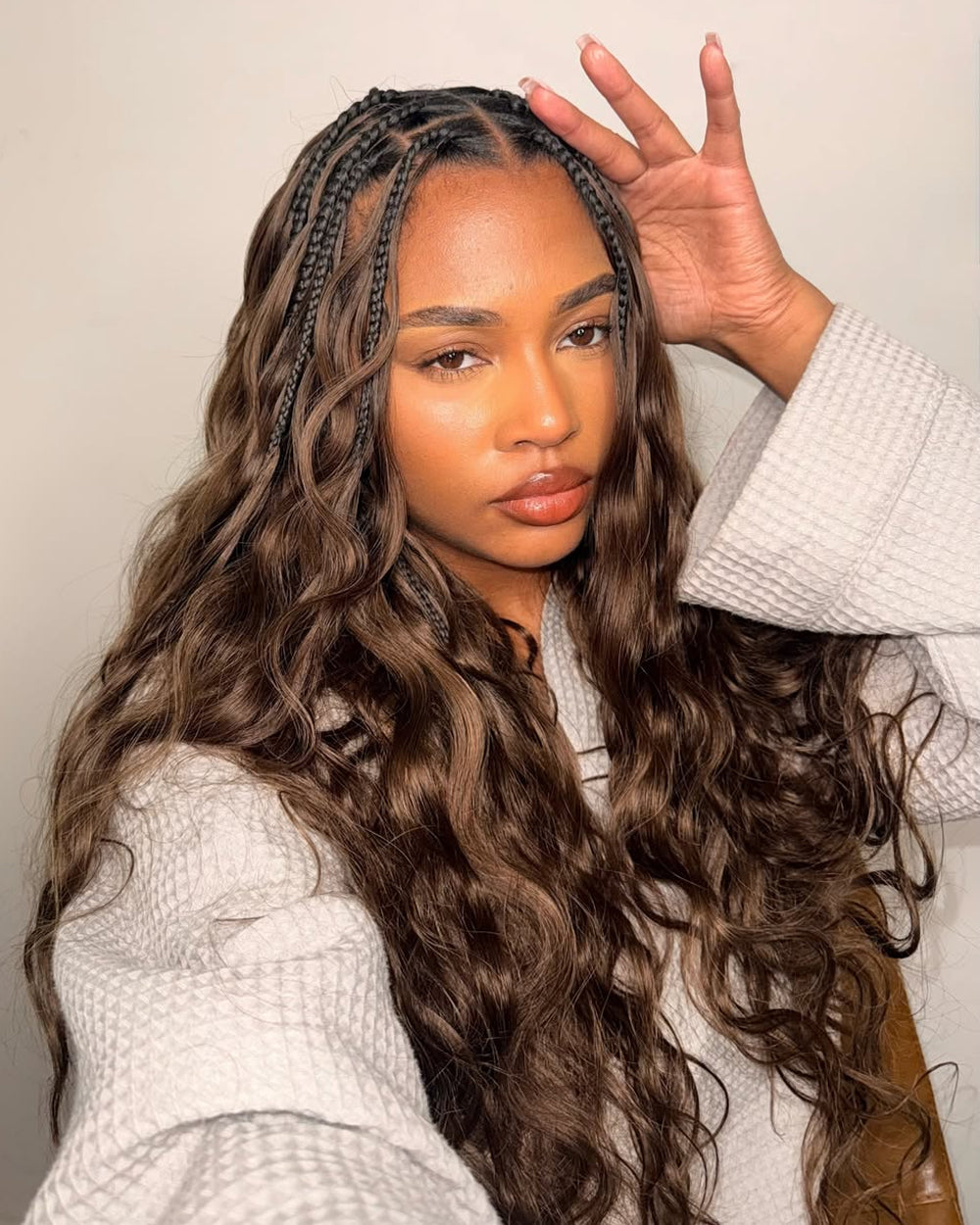 eullair #4 Chocolate Brown Body Waver Crochet Hair Soft Lightweight for Miracle Knots 60G/50Strands