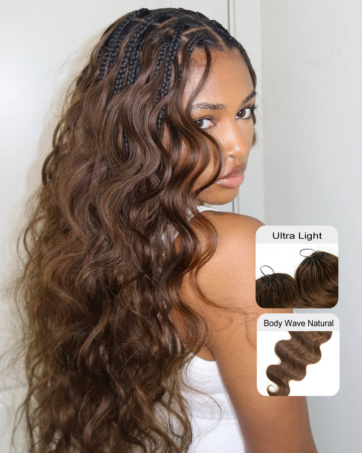 eullair #4 Chocolate Brown Body Waver Crochet Hair Soft Lightweight for Miracle Knots 60G/50Strands