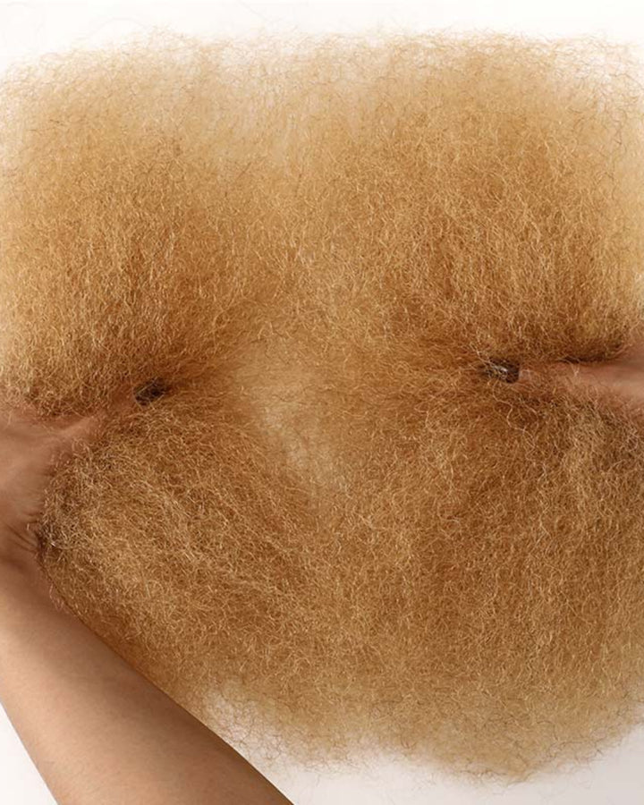 eullair Afro Kinky Human Hair Bulk Extensions - #27 Honey Blonde Color - Ideal for Dreadlock Repair, Twists, and Braiding Styles