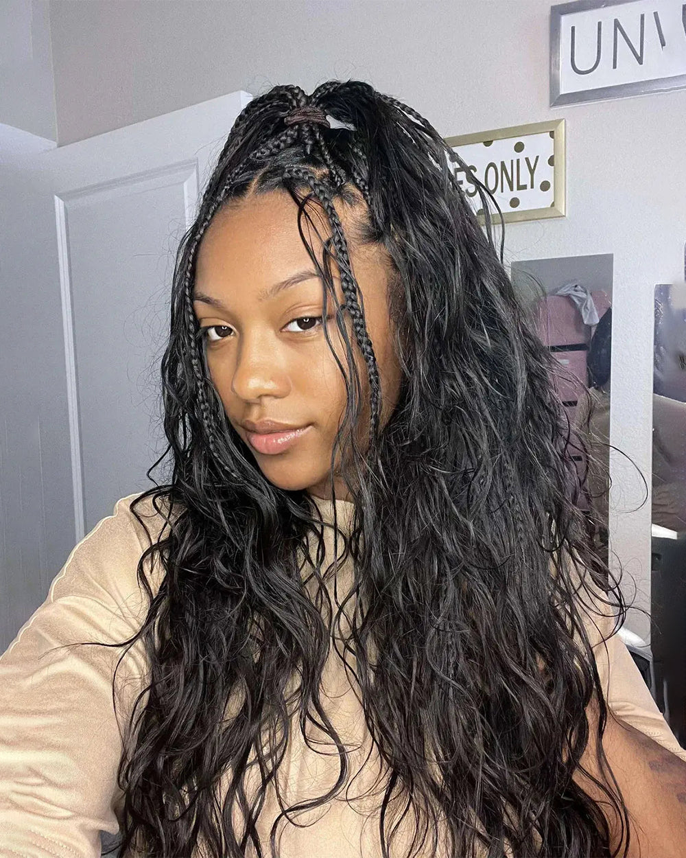 eullair Body Wave Natural Black Hair Bulk for Knotless Braids & Boho Styles | 65g Pack