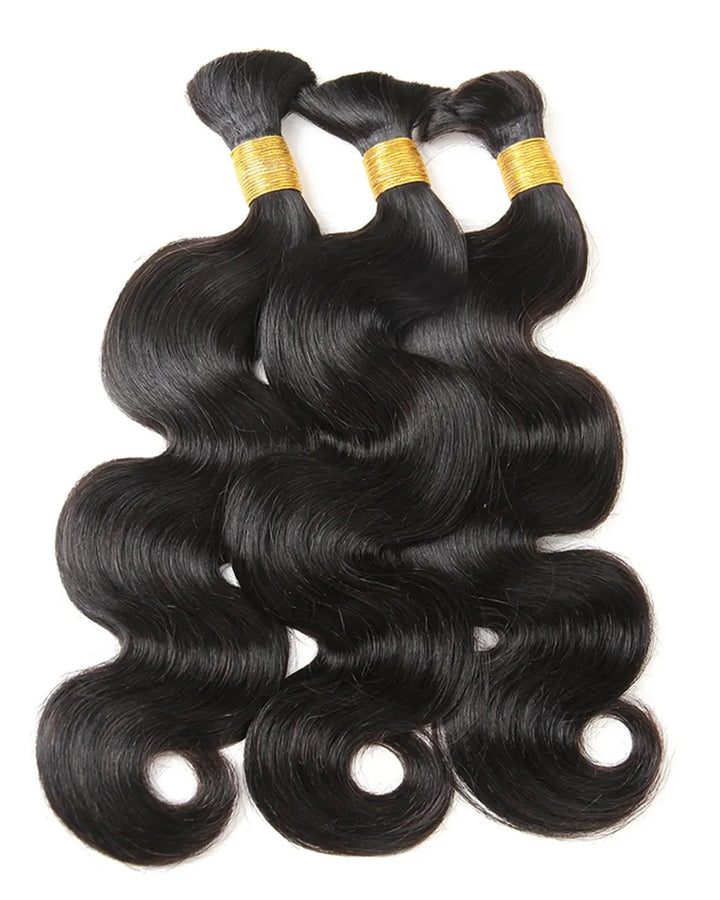eullair Body Wave Natural Black Hair Bulk for Knotless Braids & Boho Styles | 65g Pack