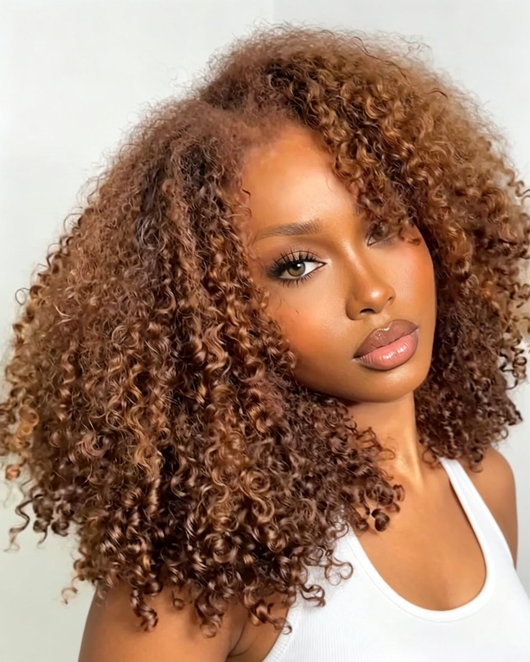 eullair Brown 4C Edge Natural Hairline Kinky Curly 360 Lace Wig - Invisi Strap Snug Fit, Pre-Laid Flat