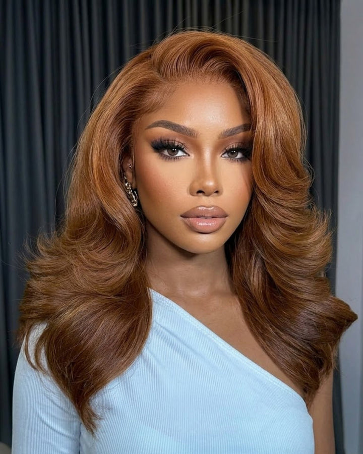 eullair Brown Colored Glueless Lace Front Wigs Loose Wave Wavy 13x4 Lace Frontal Human Hair Wigs Brazilian Virgin Hair Body Wave Lace Wig