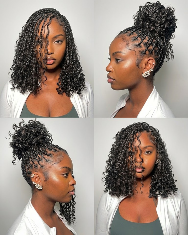 eullair Water Wave Curly Human Hair for Braiding | 65g Bulk Remy Hair Extensions - Natural Black