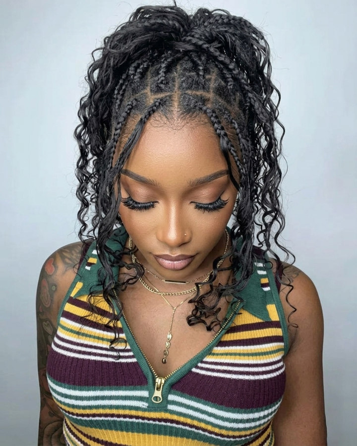 eullair Burmese Curly Boho Human Hair for Braiding Hair Bulk Remy Hair Extensions for Women 60G/Pack No Weft Natural Black