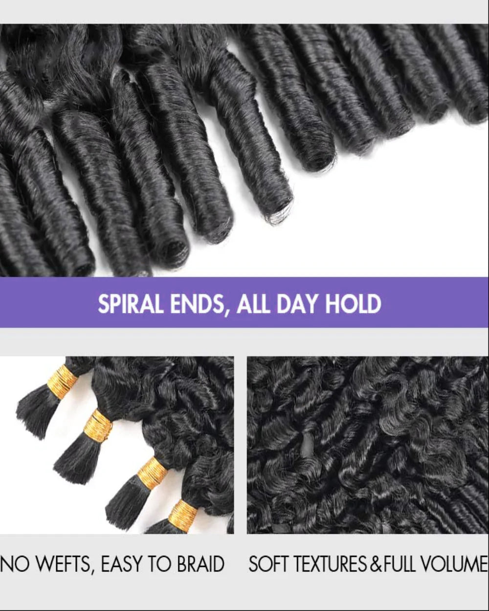 eullair Burmese Curly Boho Human Hair for Braiding Hair Bulk Remy Hair Extensions for Women 60G/Pack No Weft Natural Black