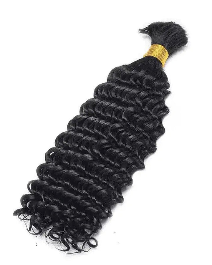 eullair Deep Wave Curly Braiding Hair Bulk | 100% Remy Human Hair Extensions (65g)