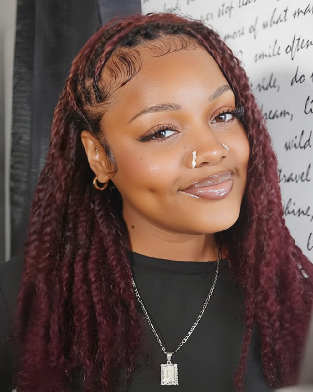 eullair Mini Twist Human Hair 99J Afro kinky Bulk Hair Extensions For Twist Braiding Dreadlock Human Hair - Natural Black Afro Kinky Texture