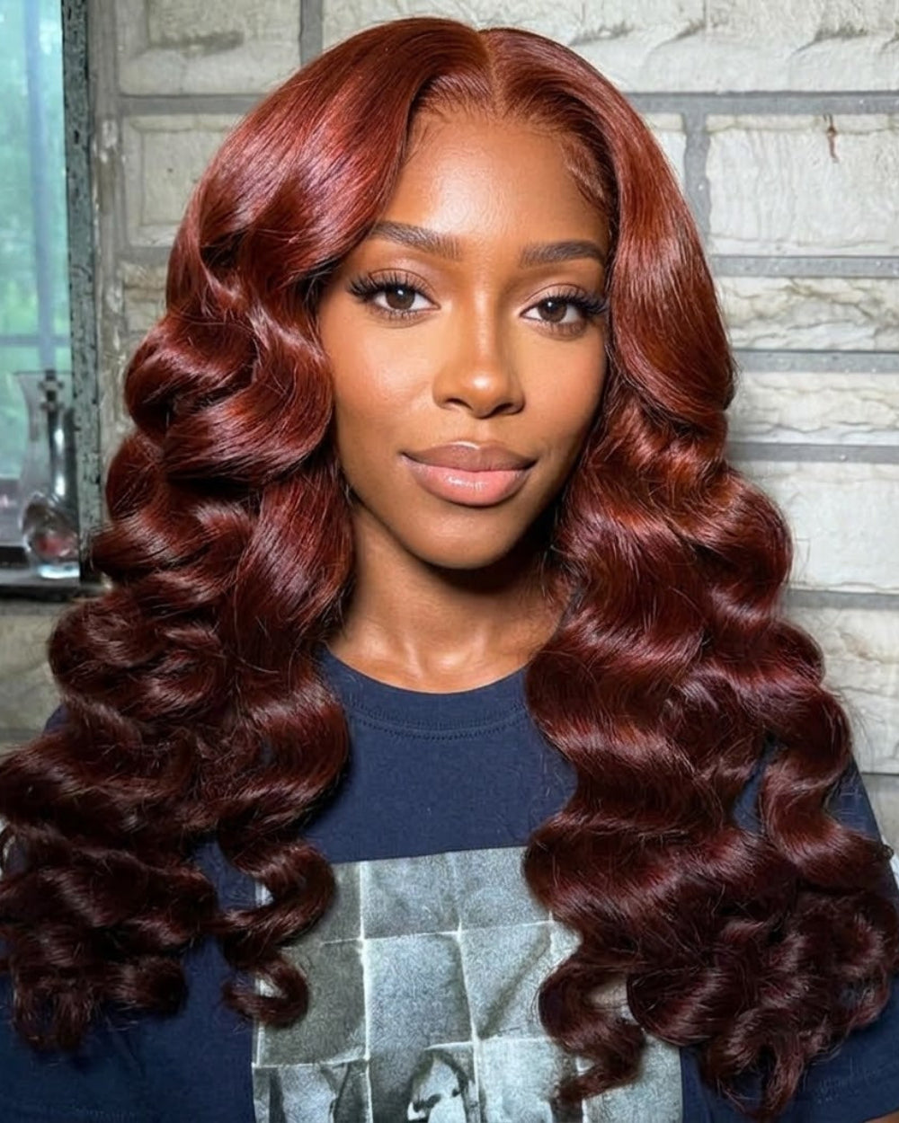 eullair Ombre Light Cooper Red Brown Pre Colored Wig Loose Deep Human Hair Glueless Lace Frontal Wig