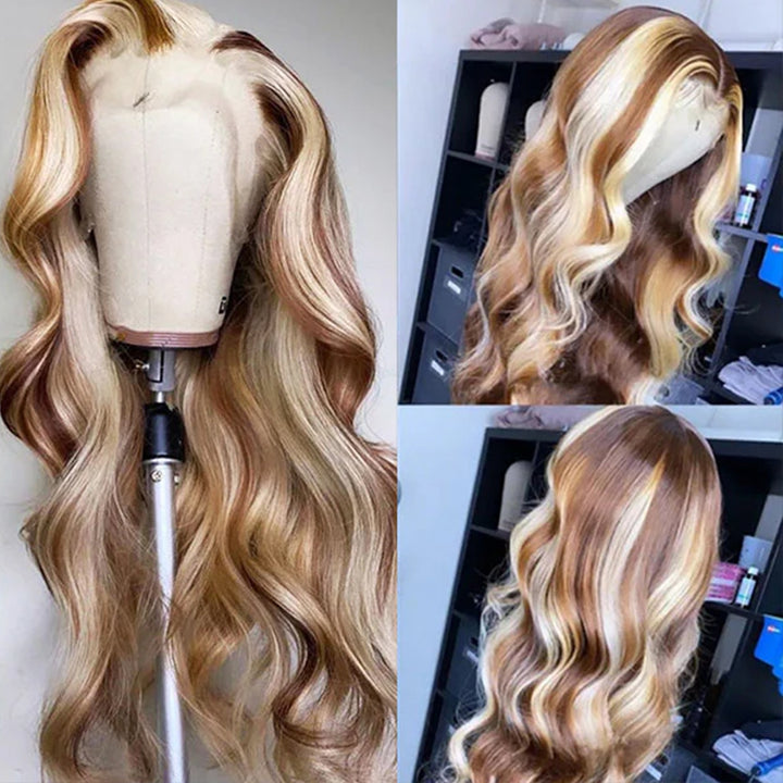 eullair Perfect Ash Blonde Straight Human Hair 13x4 Lace Frontal Wig P4/613 P10/613 P18/613 Wavy Highlight Body Wave Wig For Women