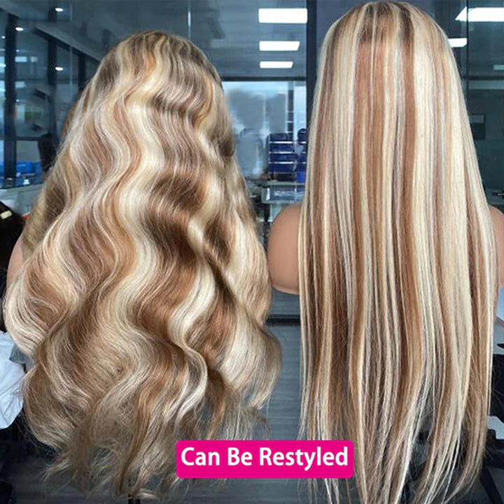 eullair Perfect Ash Blonde Straight Human Hair 13x4 Lace Frontal Wig P4/613 P10/613 P18/613 Wavy Highlight Body Wave Wig For Women