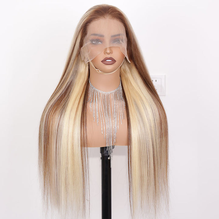 eullair Perfect Ash Blonde Straight Human Hair 13x4 Lace Frontal Wig P4/613 P10/613 P18/613 Wavy Highlight Body Wave Wig For Women
