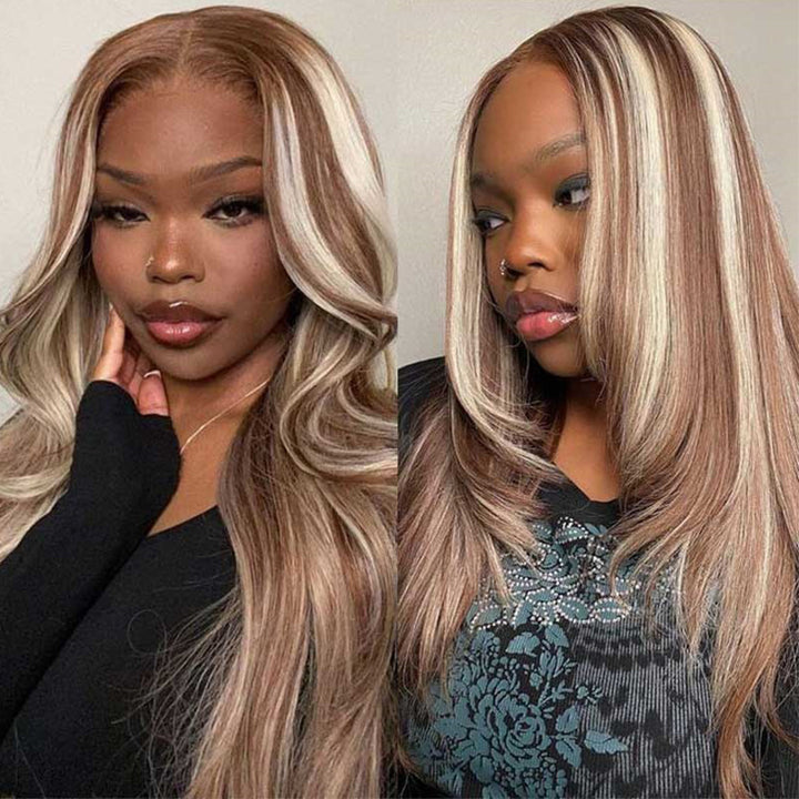 eullair Perfect Ash Blonde Straight Human Hair 13x4 Lace Frontal Wig P4/613 P10/613 P18/613 Wavy Highlight Body Wave Wig For Women